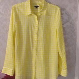 Talbots Yellow and White Gingham Shirt
